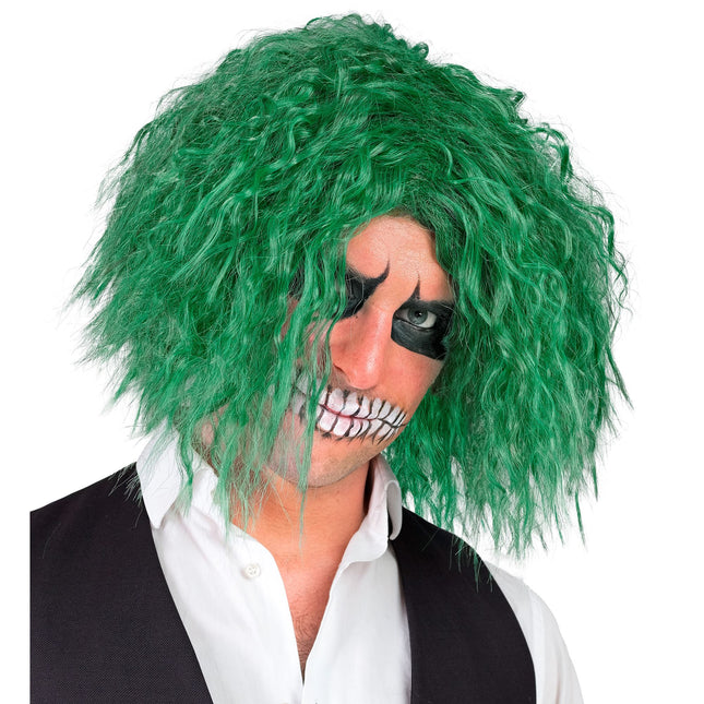 Parrucca di Halloween riccioli verdi da clown