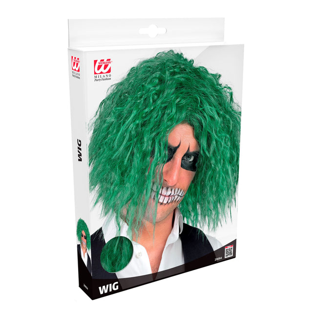 Parrucca di Halloween riccioli verdi da clown