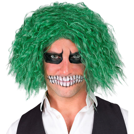 Parrucca di Halloween riccioli verdi da clown