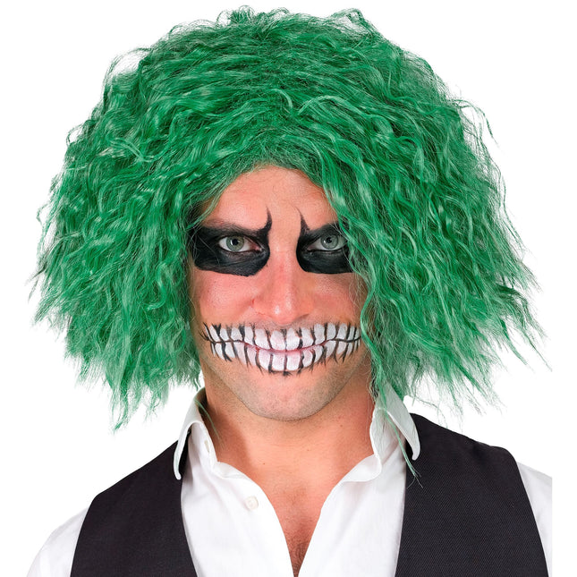 Parrucca di Halloween riccioli verdi da clown