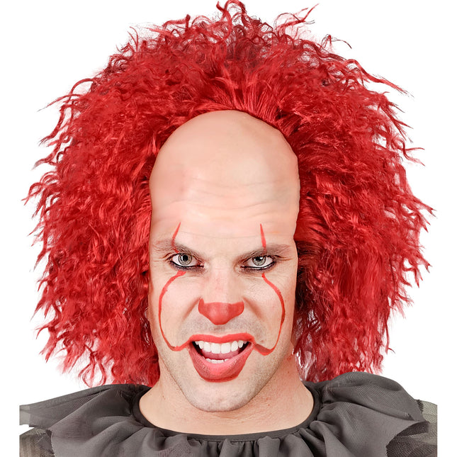 Parrucca di Halloween riccioli rossi da clown
