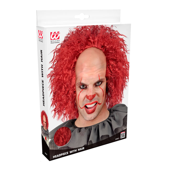 Parrucca di Halloween riccioli rossi da clown