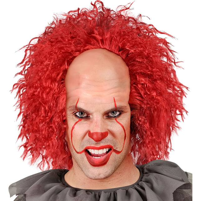 Parrucca di Halloween riccioli rossi da clown