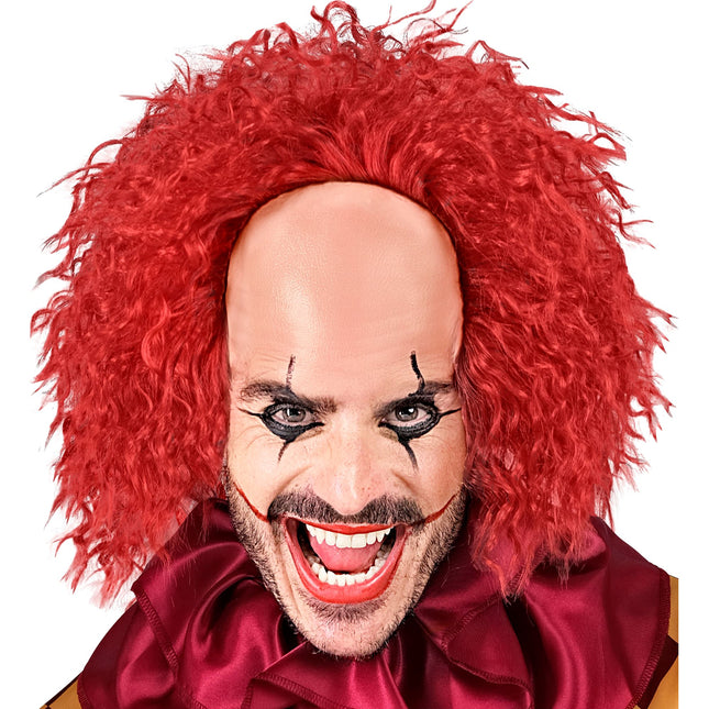 Parrucca di Halloween riccioli rossi da clown