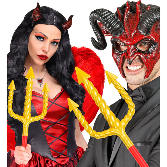 Tridente di Halloween Rosso Oro 1,38 m
