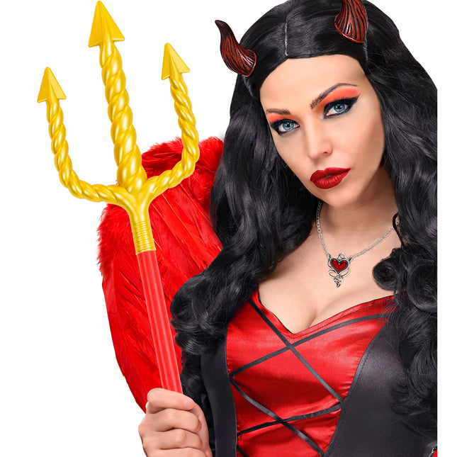 Tridente di Halloween Rosso Oro 1,38 m