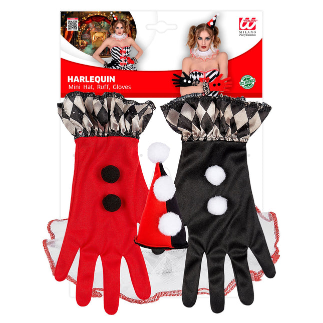 Set di accessori per Halloween Nero Rosso Arlecchino