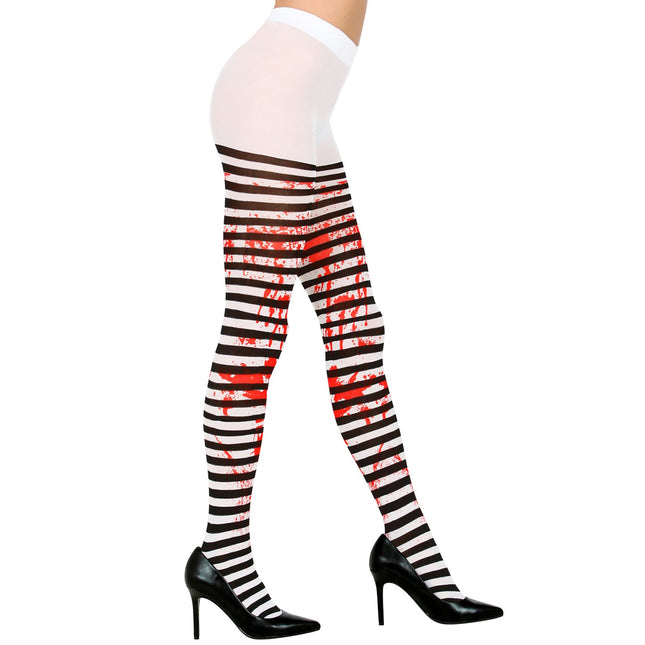 Collant di Halloween Bianco Nero Sangue