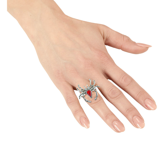 Anello di Halloween con ragno e pietra preziosa