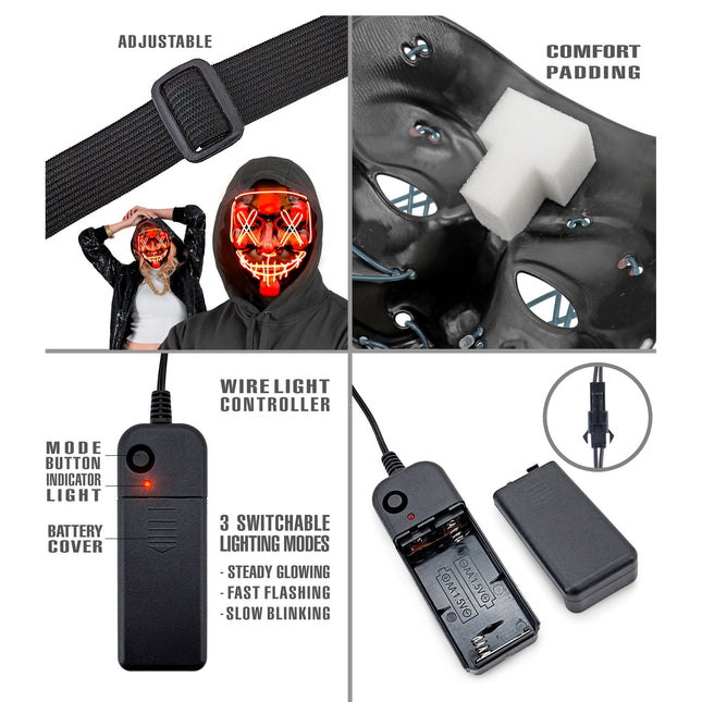 Maschera di Halloween rossa con luce