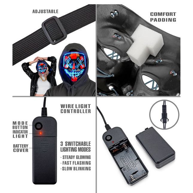 Maschera di Halloween blu con luce