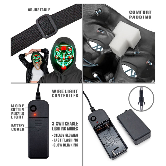 Maschera di Halloween verde con luce