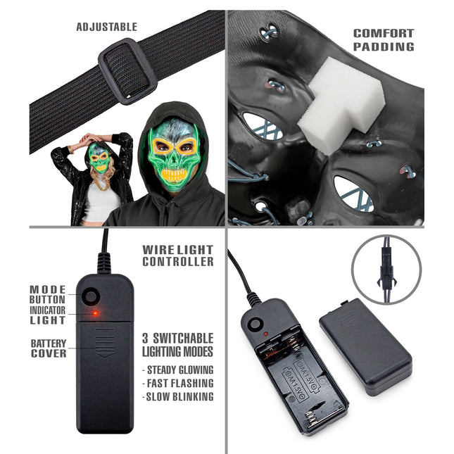 Maschera di Halloween Teschio d'argento con luce