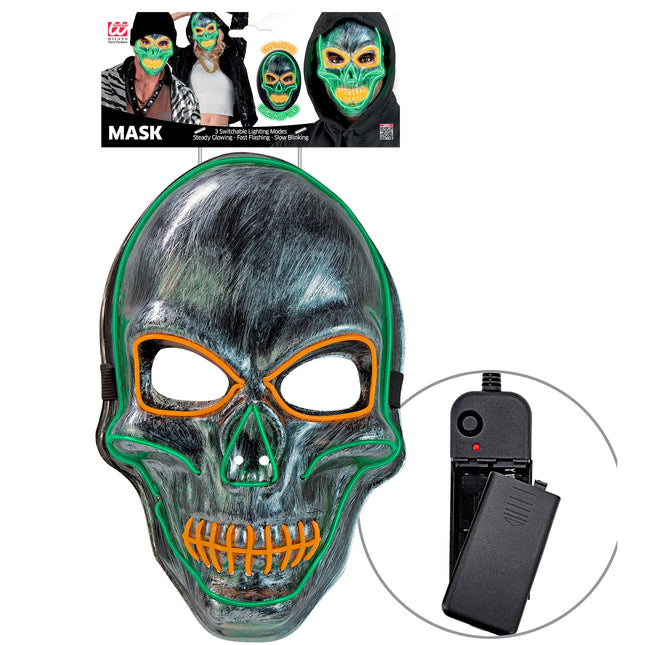 Maschera di Halloween Teschio d'argento con luce