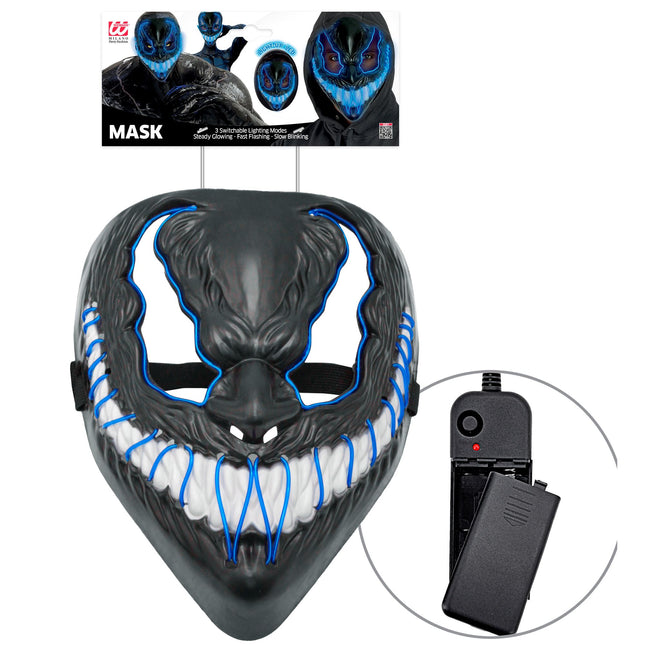 Maschera di Halloween mostro blu con luce