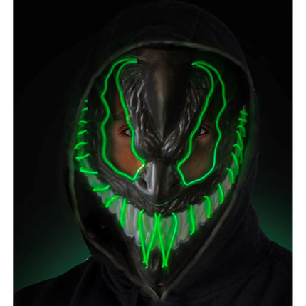 Maschera di Halloween mostro verde con luce