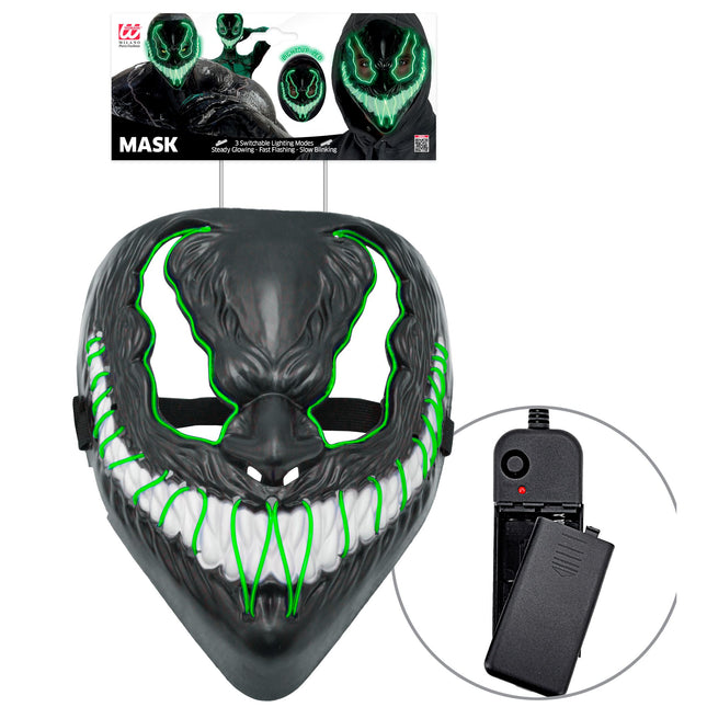 Maschera di Halloween mostro verde con luce