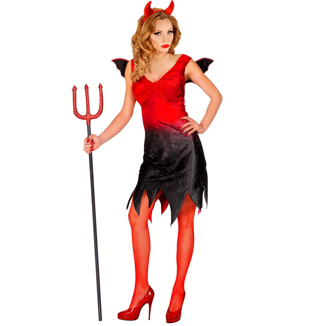 Vestito di Halloween Rosso Nero Donna Sexy Diavolo