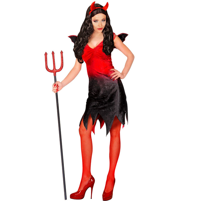 Vestito di Halloween Rosso Nero Donna Sexy Diavolo
