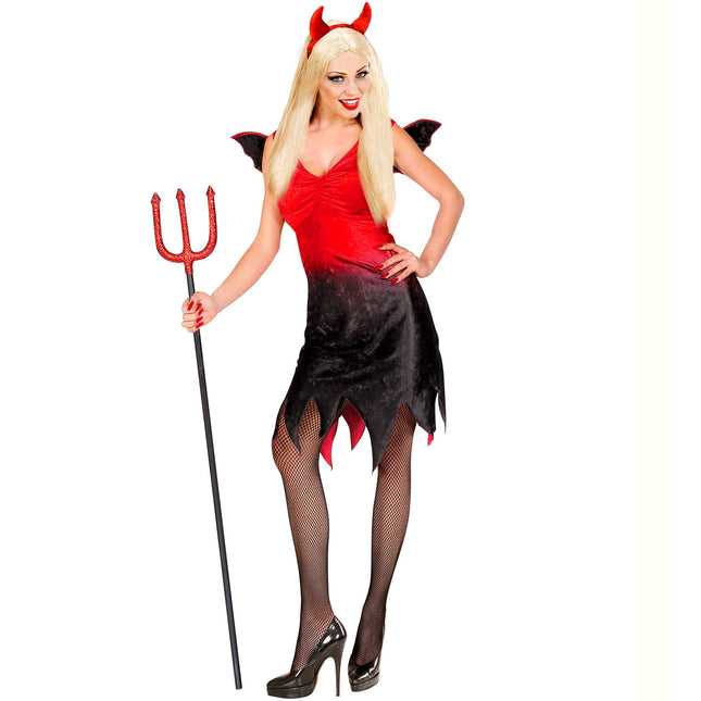 Vestito di Halloween Rosso Nero Donna Sexy Diavolo