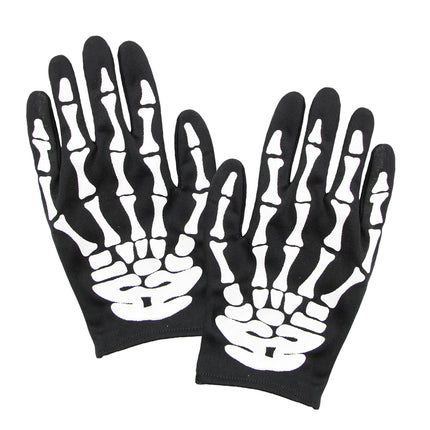 Guanti di Halloween Scheletro Bianco Nero