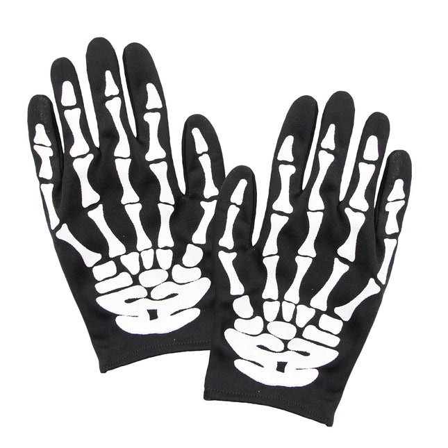 Guanti di Halloween Scheletro Bianco Nero