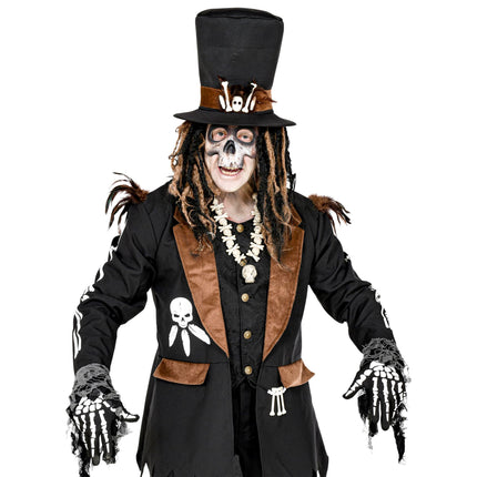 Guanti di Halloween Scheletro Bianco Nero