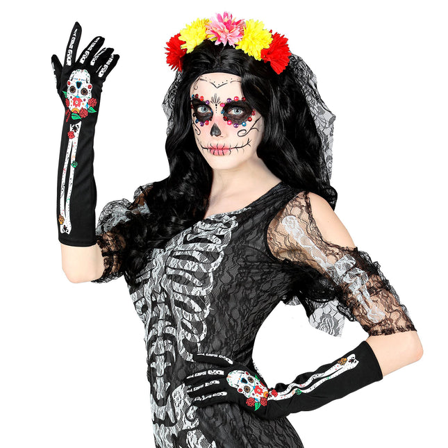 Guanti Dia De Los Muertos 40cm