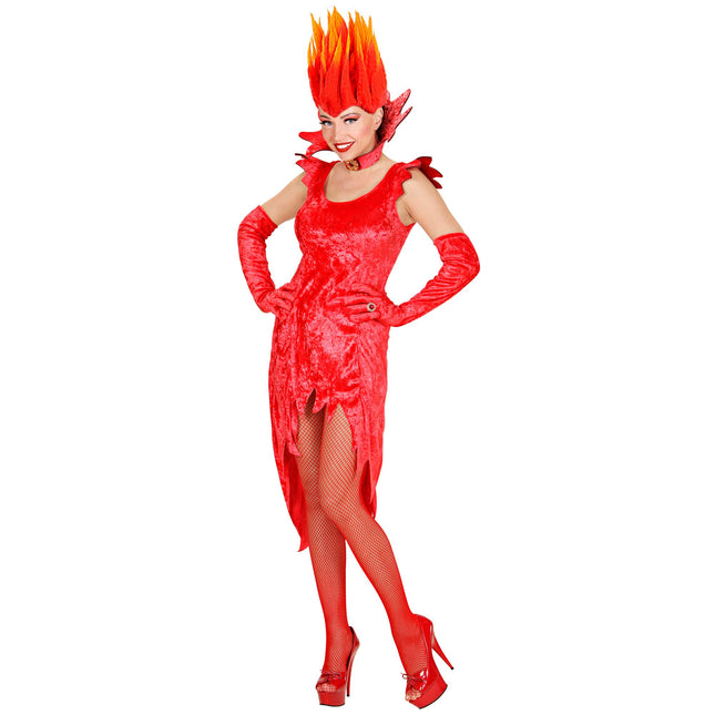 Vestito di Halloween Diavolo Rosso di Velluto