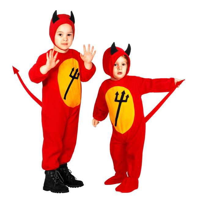 Costume Halloween Baby Devil rosso 2 pezzi
