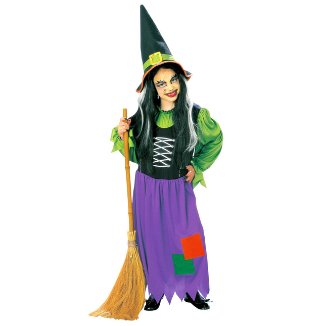 Vestito di Halloween Viola Verde Ragazza Strega
