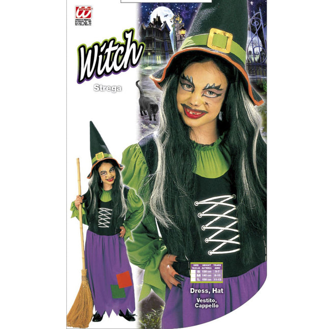 Vestito di Halloween Viola Verde Ragazza Strega