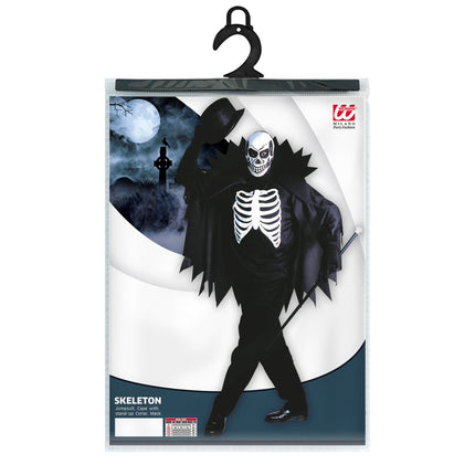 Costume Halloween Scheletro Bianco Nero