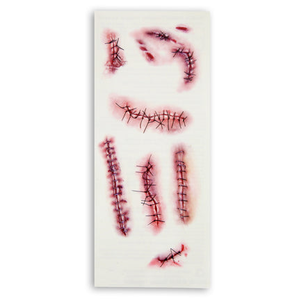 Tatuaggi finti di Halloween Punti metallici e suture rosse