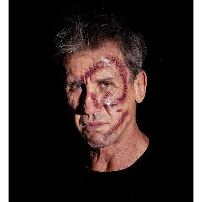 Tatuaggi finti di Halloween Punti metallici e suture rosse