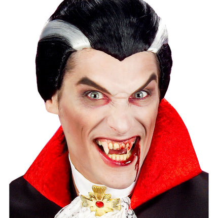 Denti finti da vampiro bianco rosso