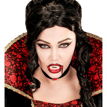 Denti finti da vampiro bianco rosso