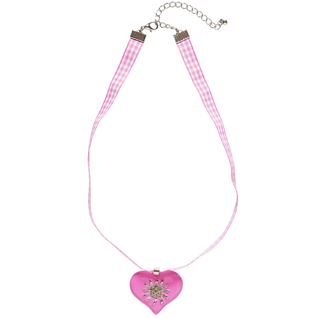 COLLANA CON CUORE ROSA E STELLA ALPINA