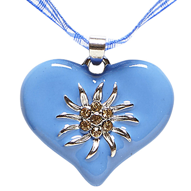 COLLANA CON CUORE AZZURRO E STELLA ALPINA