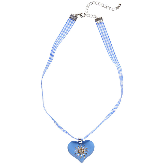 COLLANA CON CUORE AZZURRO E STELLA ALPINA