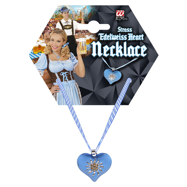 COLLANA CON CUORE AZZURRO E STELLA ALPINA