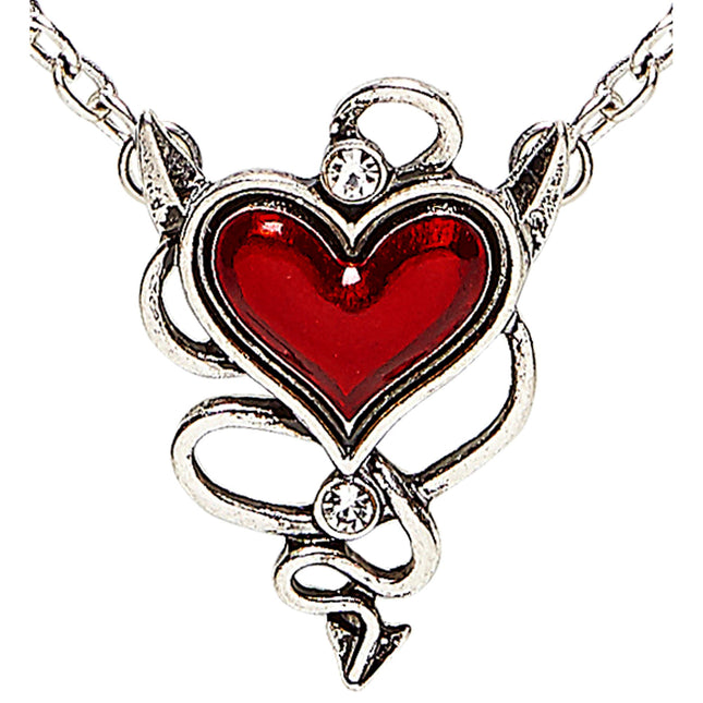 Collana d'argento con cuore rosso dei diavoli