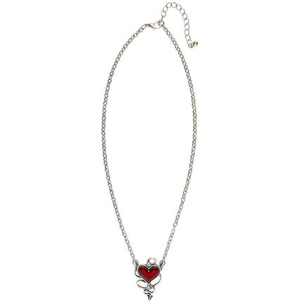 Collana d'argento con cuore rosso dei diavoli