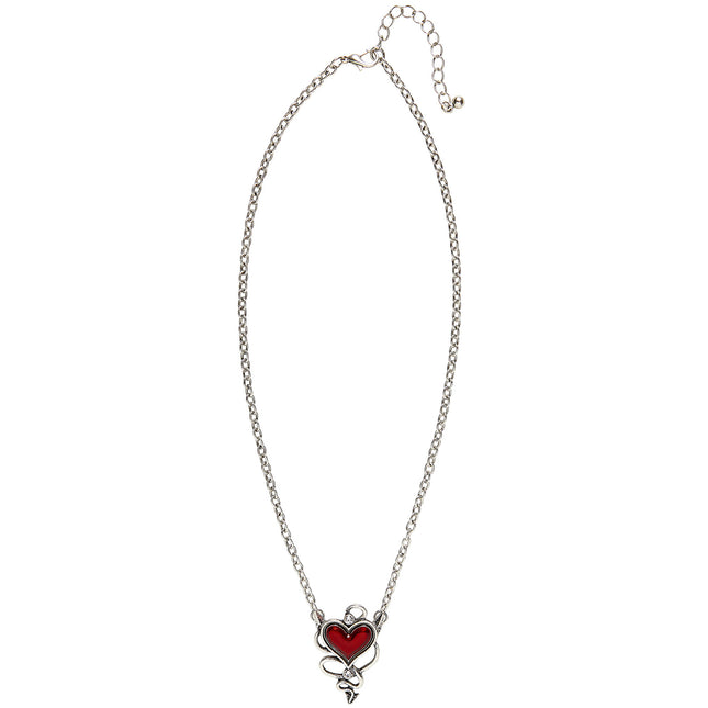 Collana d'argento con cuore rosso dei diavoli