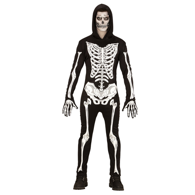 Costume di Halloween da uomo scheletro che brilla nel buio