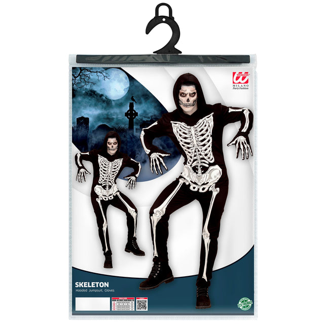 Costume di Halloween da uomo scheletro che brilla nel buio