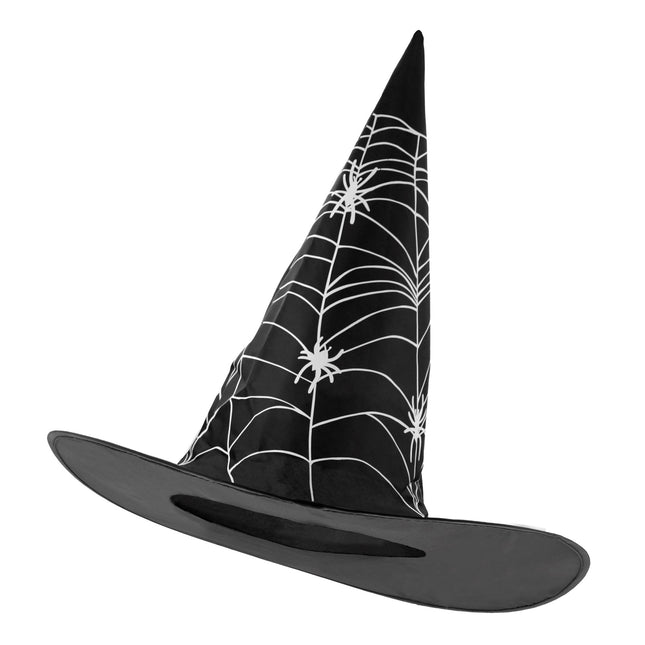 Cappello da strega di Halloween Ragnatela nera bianca