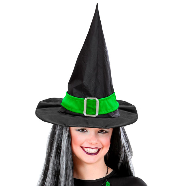 Cappello da strega di Halloween Nero Verde