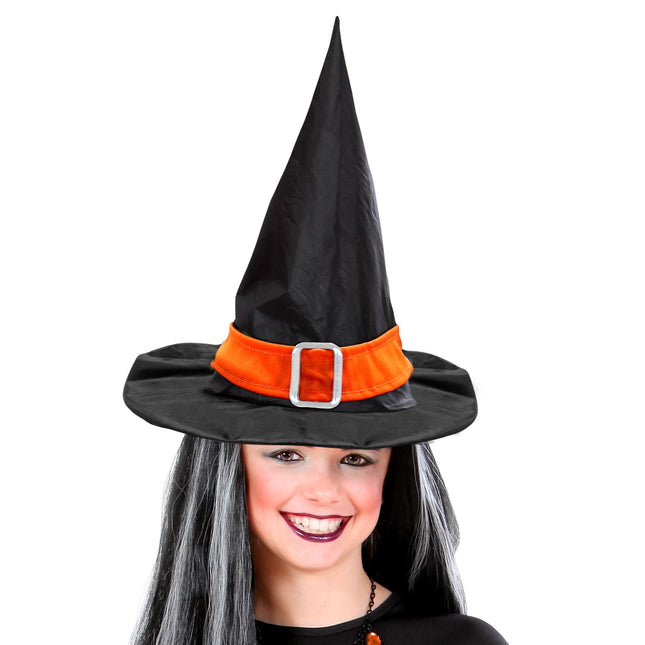 Cappello da strega di Halloween nero arancione