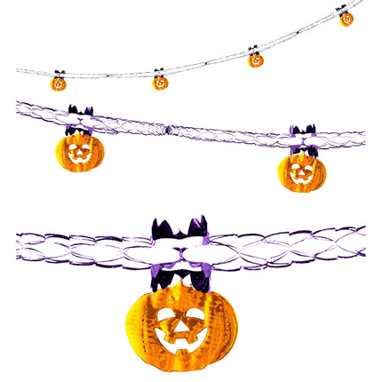 Ghirlanda di Halloween Arancione Viola Zucca 2,7 m